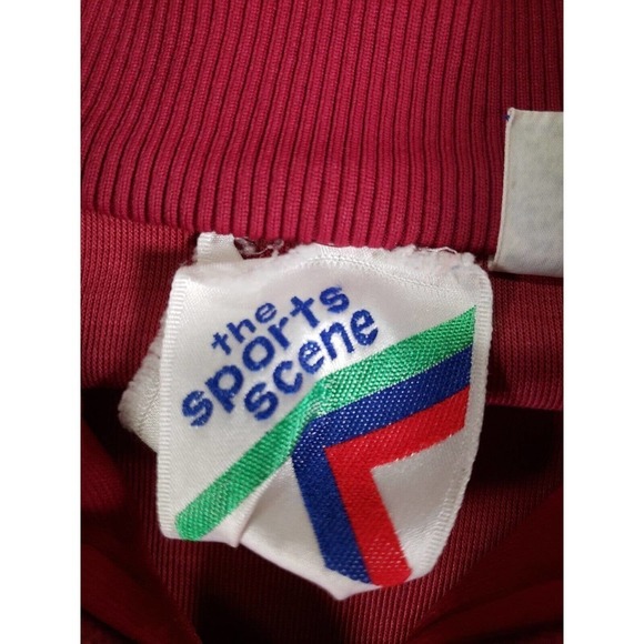 Vintage The Sports Scene Jacket Mens Medium Red Ribbed Full Zip Pockets Outdoor - Picture 6 of 11